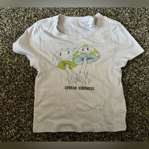 American‎ Eagle Mushroom Graphic Baby Tee Sz Large “Spread Kindness”